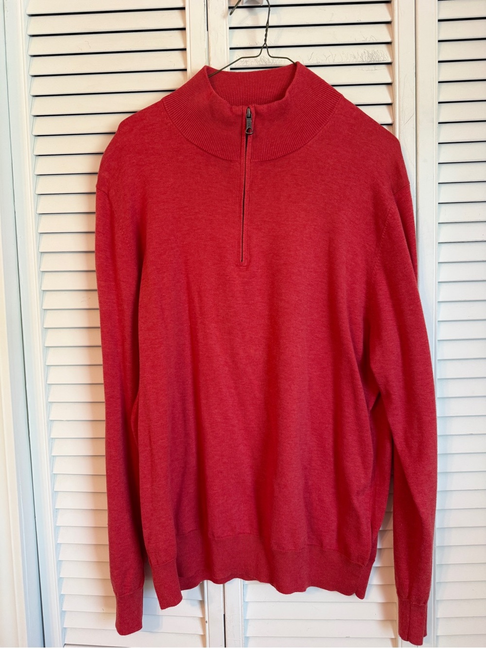 Brooks Brothers Sweater Men Large Red Supima Cotton Quarter Zip Pullover Knit